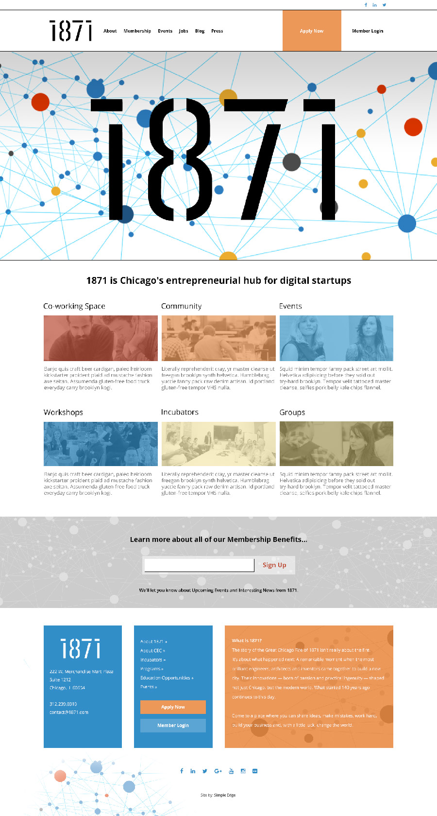 1871 Technology Incubator in Chicago Illinois - web design & web development