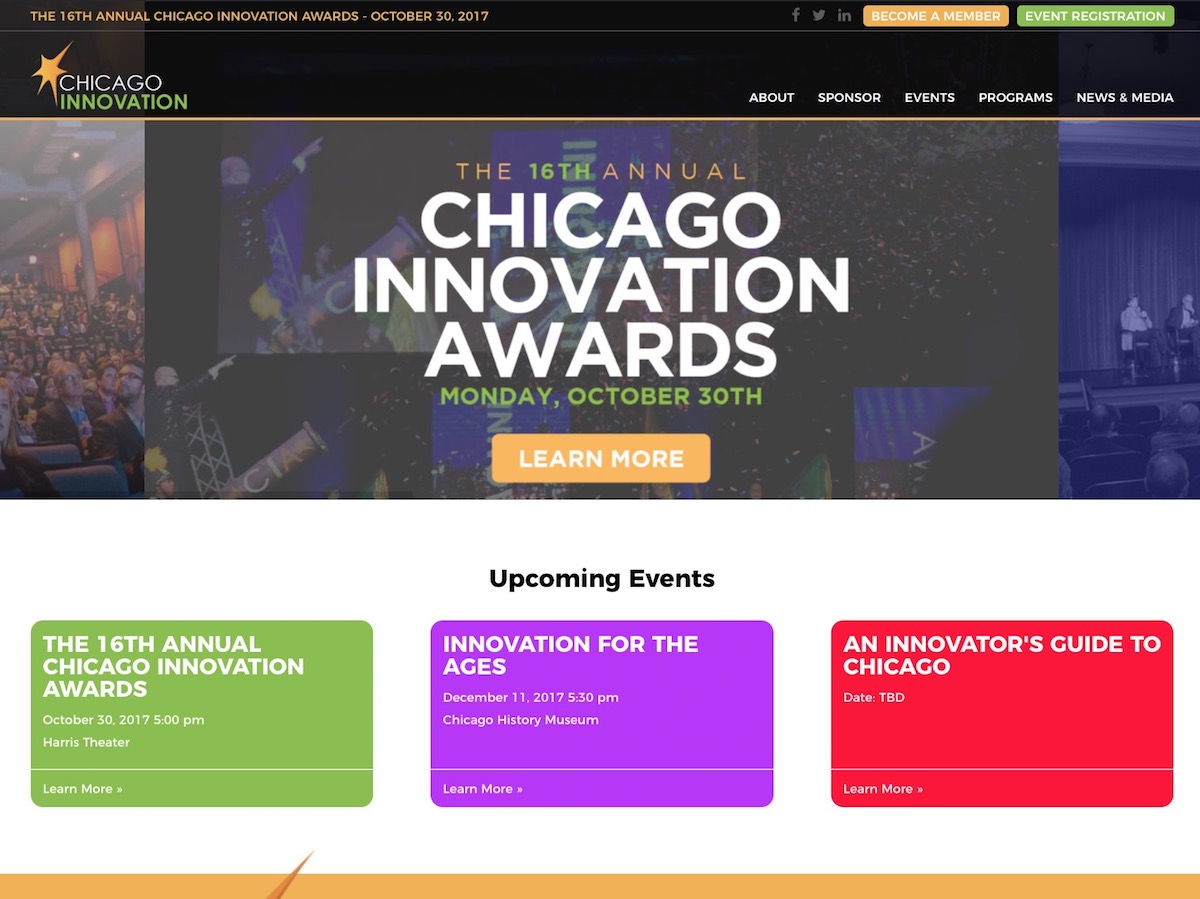 Chicago Innovation Awards Events & Programs Wordpress Website Redesign - web design & web development