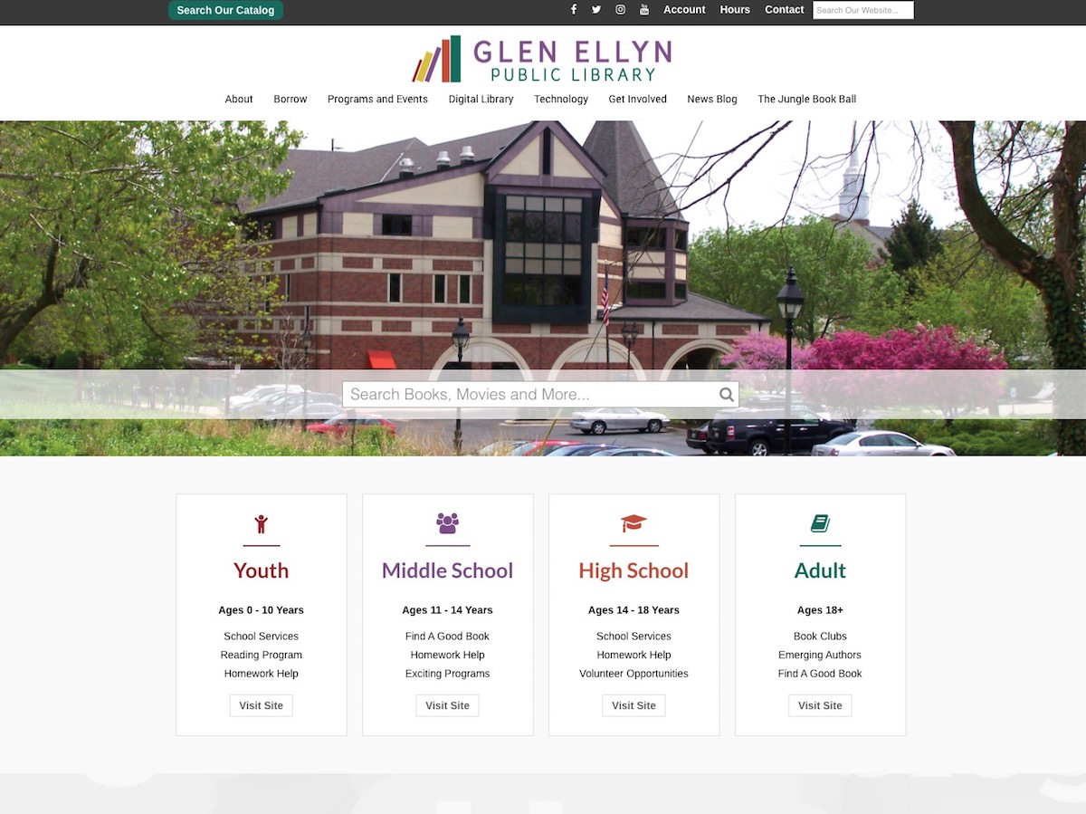 Glen Ellyn Wordpress Web & Blog Design for a City Library - web design & web development